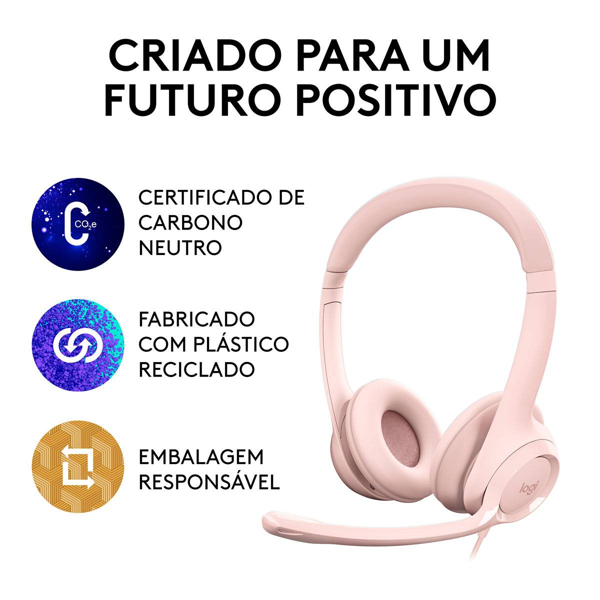 Headset Logitech H390 USB Rosa