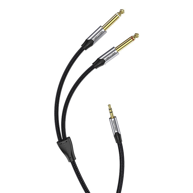 Audio cable mini jack 3.5mm to 2x jack 6.35mm male Vention BARHK 8m_4