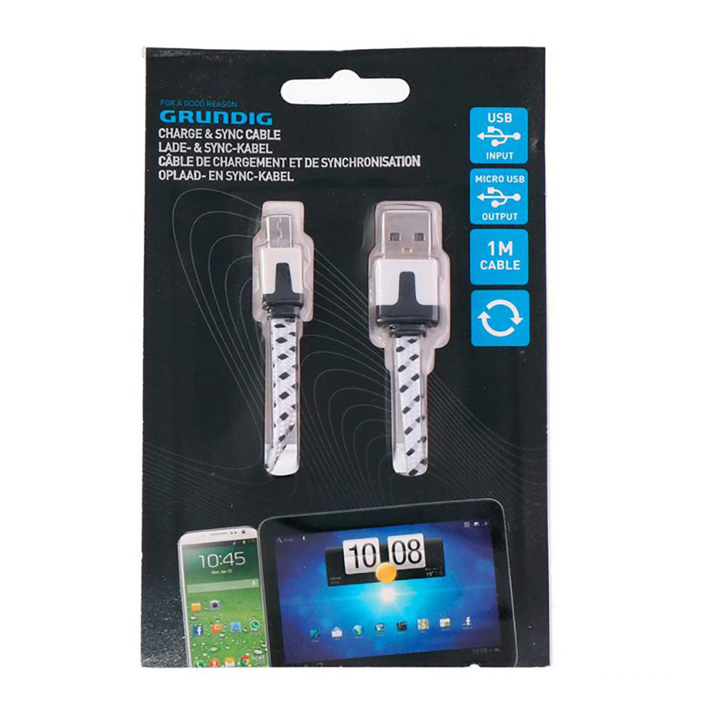 Cabo carregador usb a micro usb com sincronização grundig 1m_0