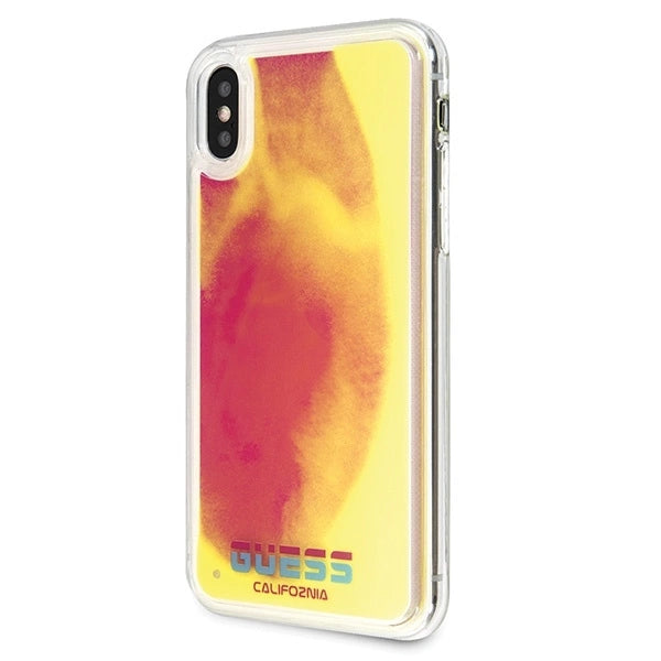 Guess GUHCPXGLCPI iPhone X/Xs różowy /pink hard case California Glow in the dark_1