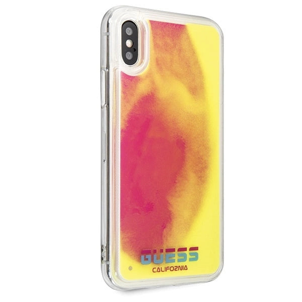 Guess GUHCPXGLCPI iPhone X/Xs różowy /pink hard case California Glow in the dark_4