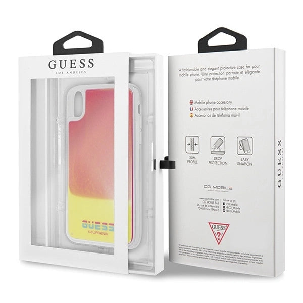 Guess GUHCPXGLCPI iPhone X/Xs różowy /pink hard case California Glow in the dark_6