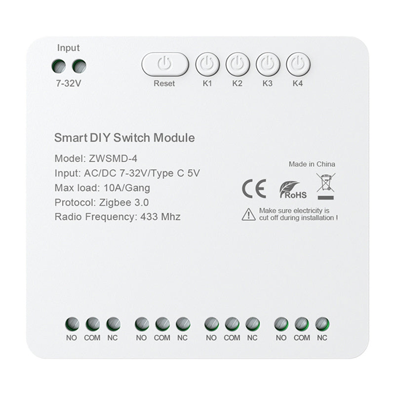 4-channel ZigBee switch module with voltage-free DC 32V contact Avatto ZWSMMD-4-32V_0
