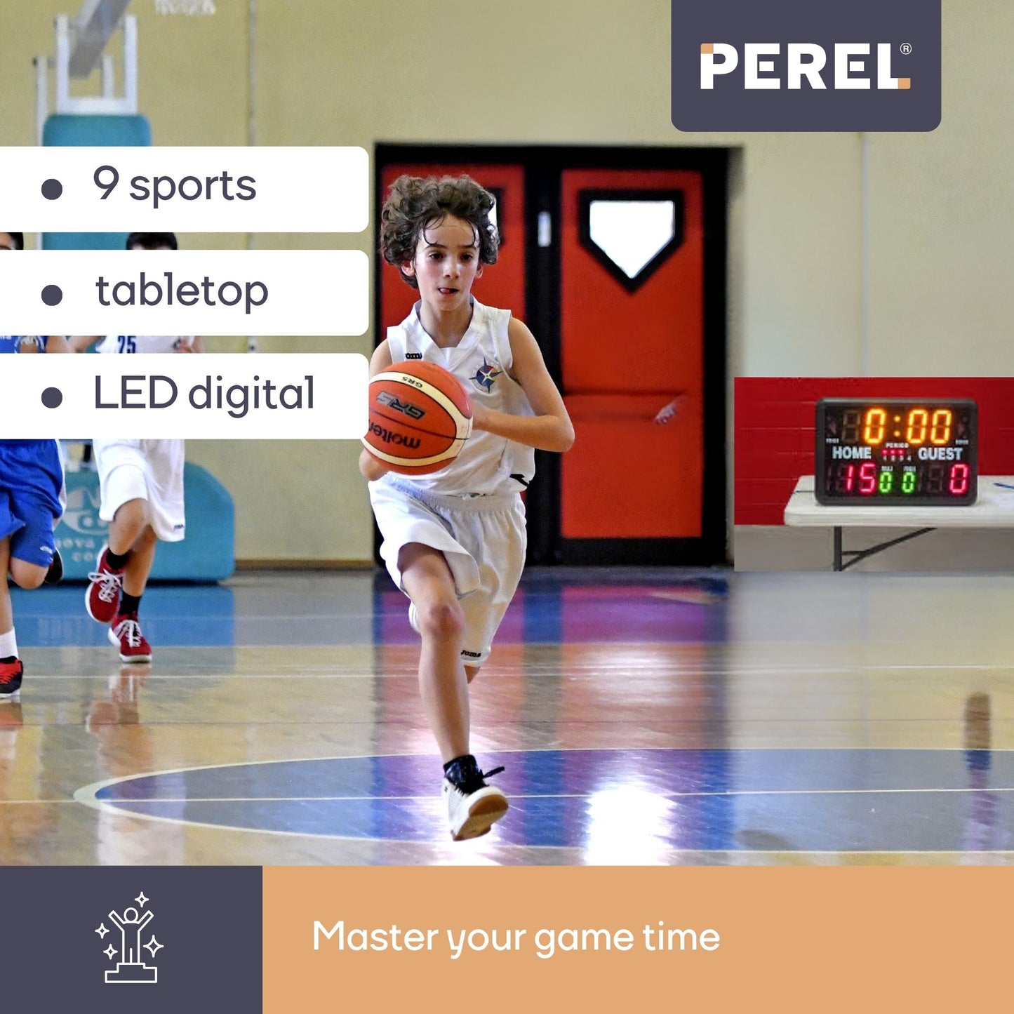 Placar Digital Marcador Desportivo c/ temporizador multifuncional 40,5 x 62 cm