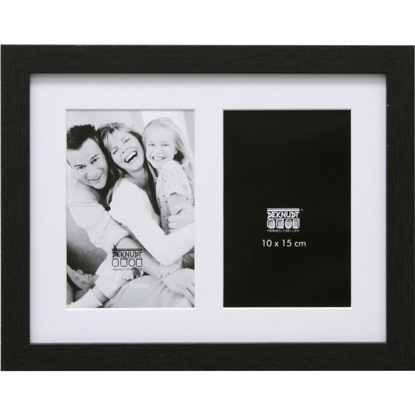 Moldura Deknudt S66KA2 2x10x15 em Madeira Preta c/ Passepartout