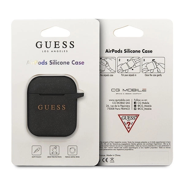 Guess GUACCSILGLBK AirPods cover black/black Silicone Glitter_1