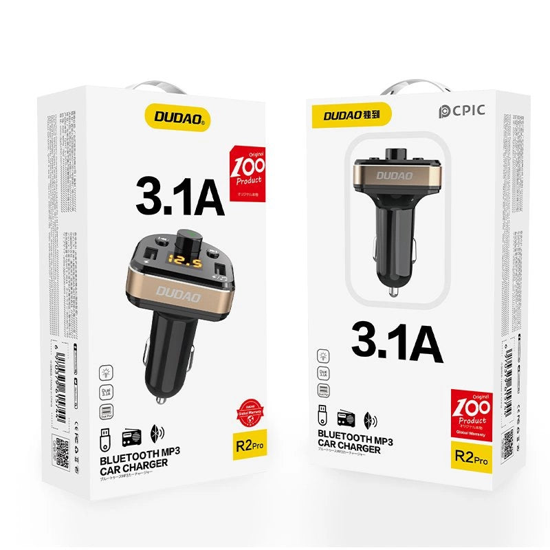 Dudao Bluetooth FM transmitter car charger MP3 3.1 A 2x USB black (R2Pro black)_9