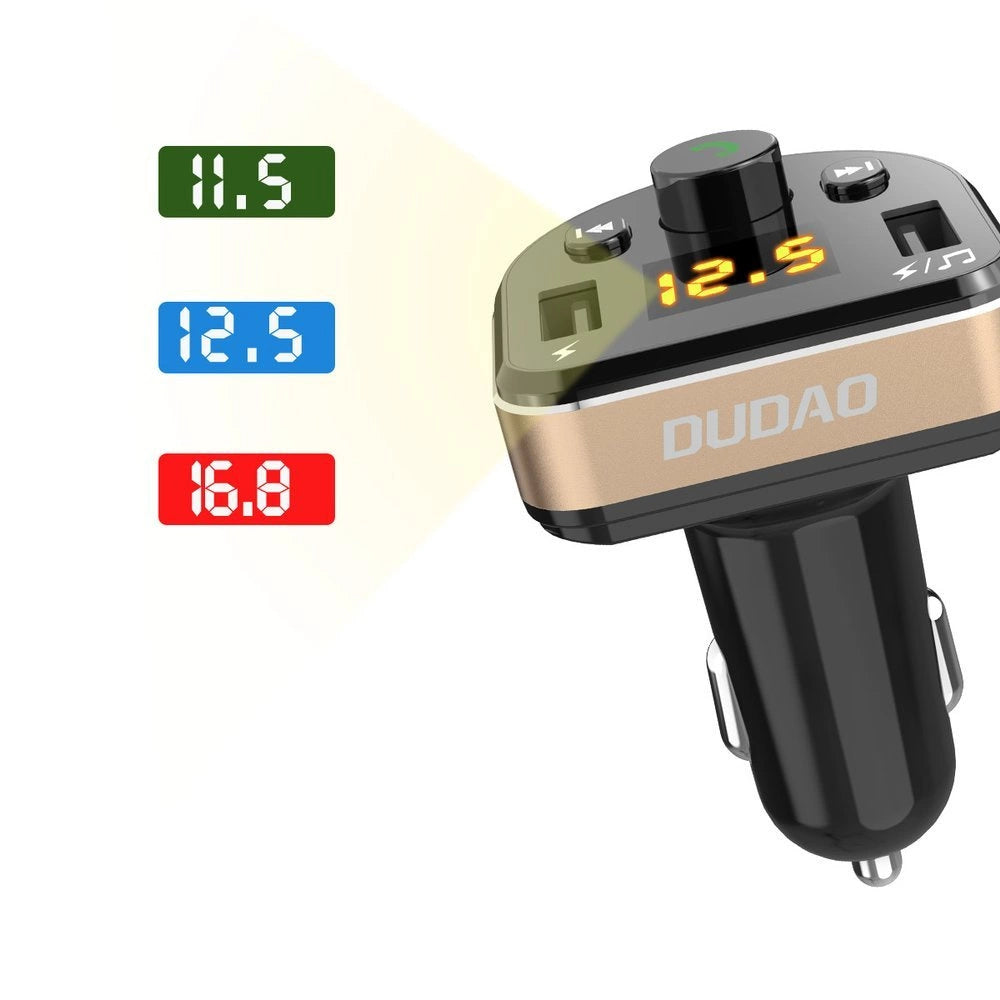 Dudao Bluetooth FM transmitter car charger MP3 3.1 A 2x USB black (R2Pro black)_4