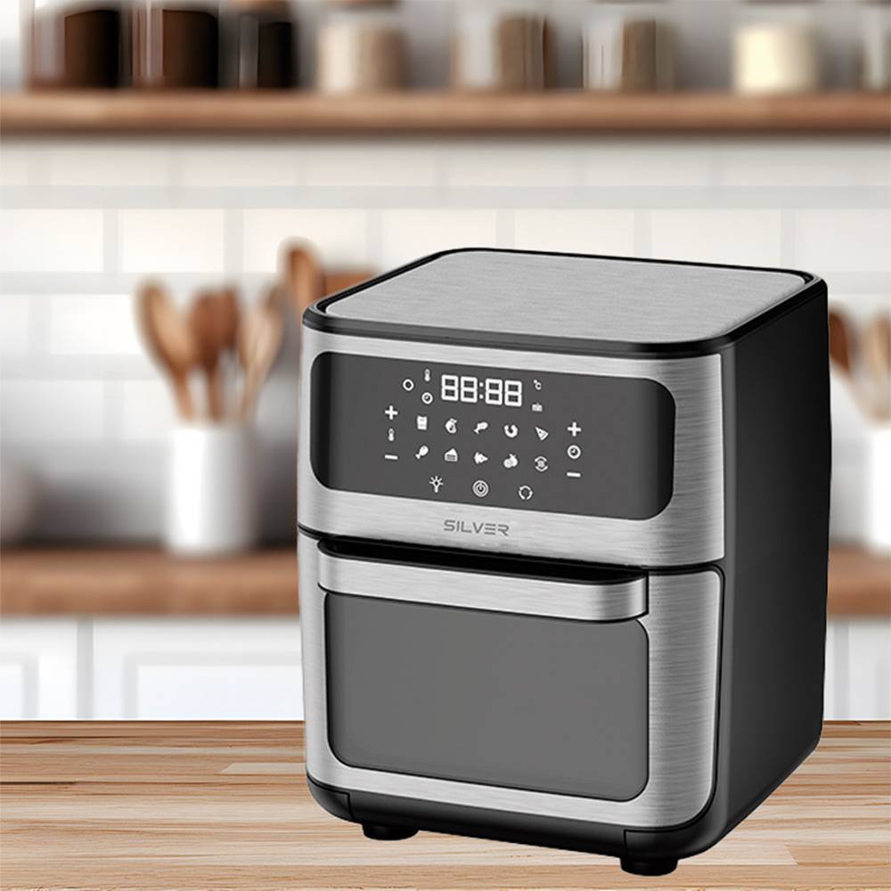 Fritadeira Air Fryer (Sem Óleo) Silver Lisbon IP009 12L 1800W Preta/Cinzenta