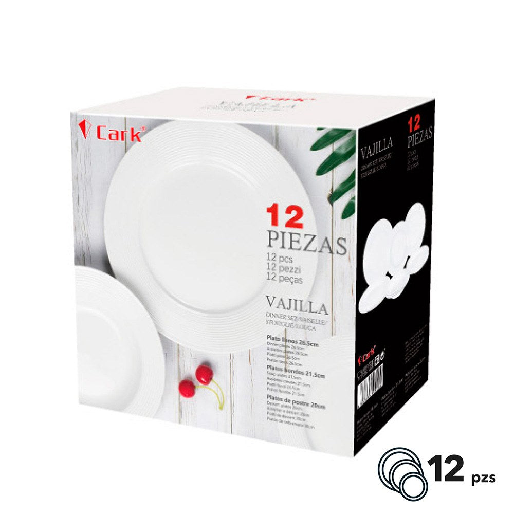Conjunto de jantar clássico branco, 12 peças_0