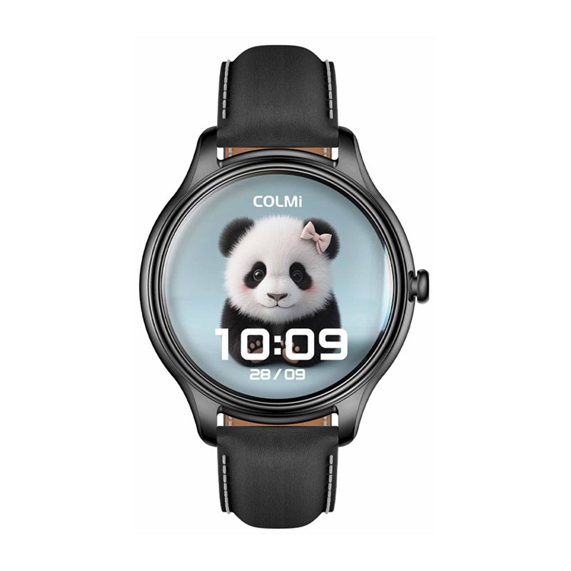 COLMI L28 Smart Watch (black silicone + black leather strap)_3