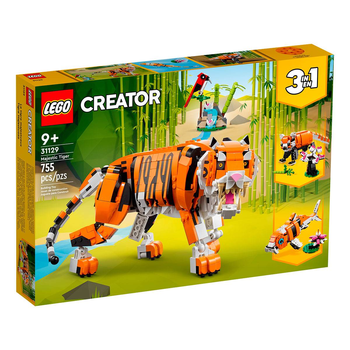 LEGO Creator 3-in-1: Tigre Majestoso | Idades 9+ | 755 Peças | Item 31129