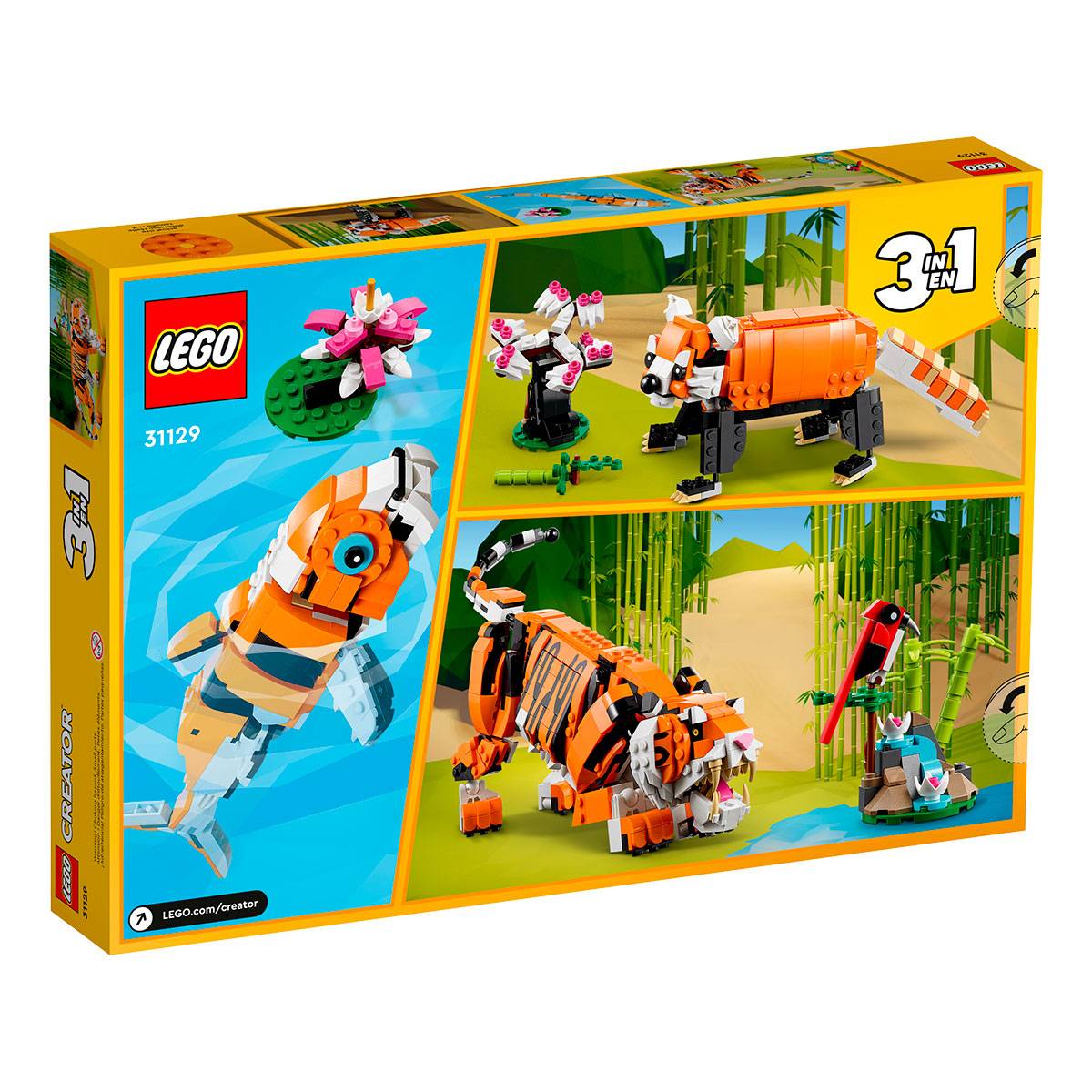 LEGO Creator 3-in-1: Tigre Majestoso | Idades 9+ | 755 Peças | Item 31129
