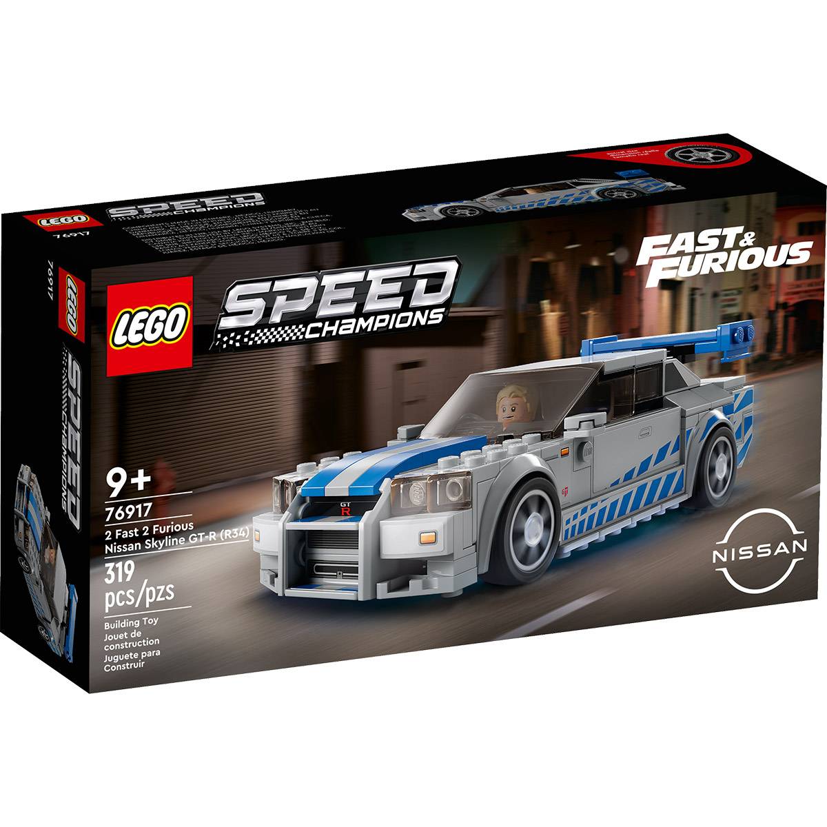 LEGO Speed Champions: Velocidade Furiosa Nissan Skyline GT-R (R34) | Idades 9+ | 319 Peças | Item 76917