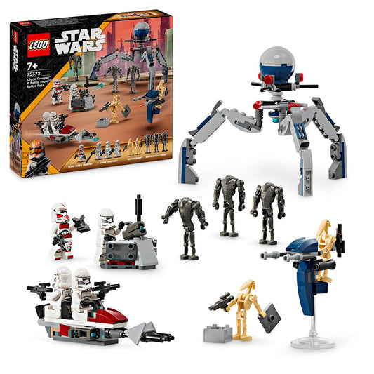 LEGO Star Wars: Pacote de Combate Clone Trooper™ e Battle Droid™ | Idades 7+ | 215 Peças | Item 75372
