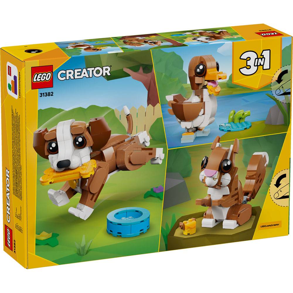 LEGO Creator 3 em 1 Animais Adoráveis Cachorrinho Brincalhão 31382 336 Peças