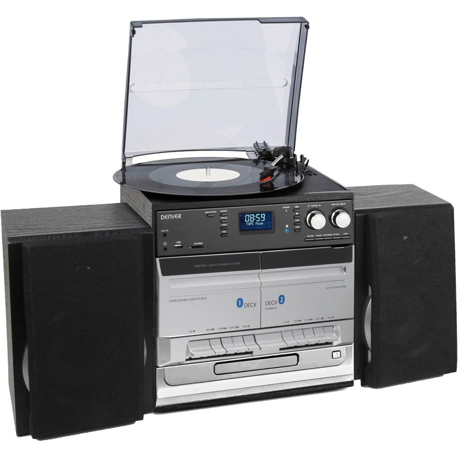 Gira-Discos Denver Rádio Dab+/fm/Cd Bluetooth MRD-166 Preto Cinza