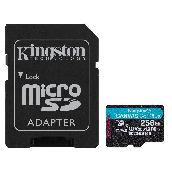 Kingston Technology Tarjeta microSDXC Canvas Go Plus Gen4 de 256 GB, 200 MB/s, A2 U3 V30 y adaptador_1