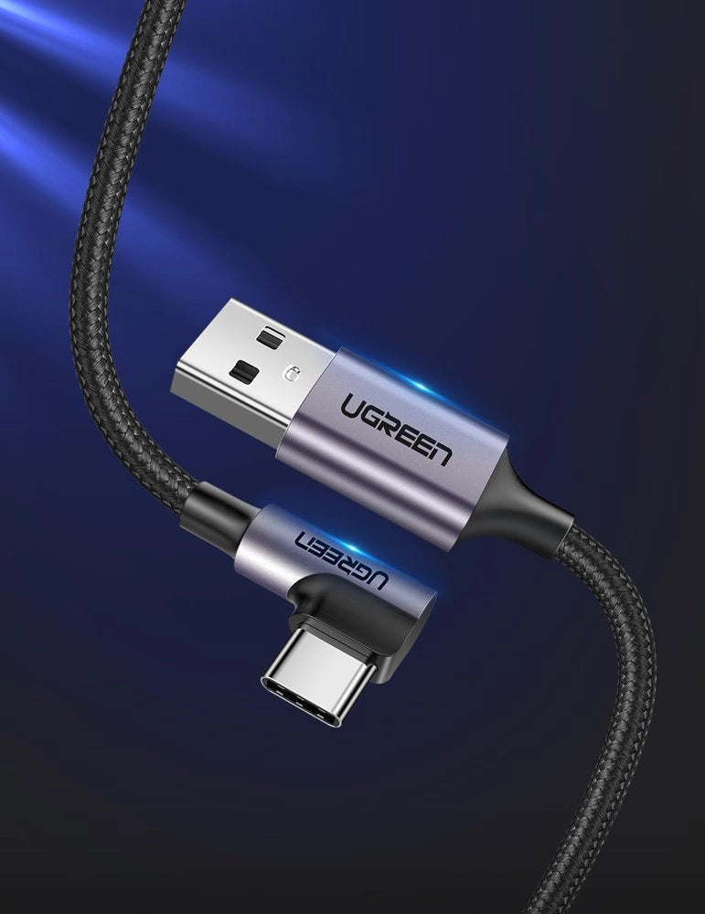 Ugreen US284 50941 USB-A (straight) / USB-C (angled) 3A Cable 1m - Gray_1