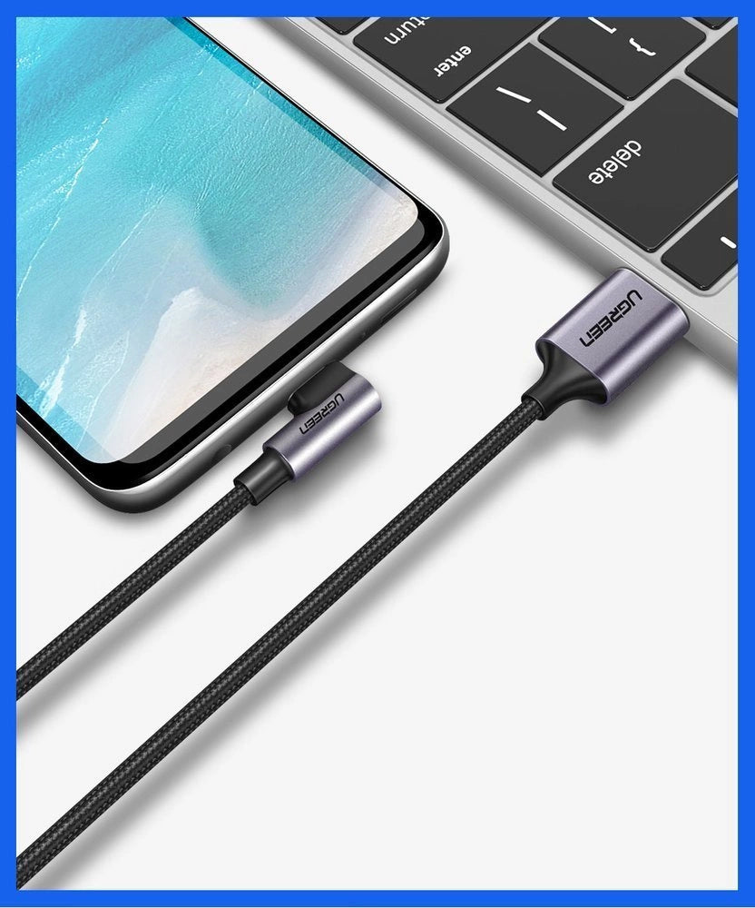 Ugreen US284 50941 USB-A (straight) / USB-C (angled) 3A Cable 1m - Gray_4