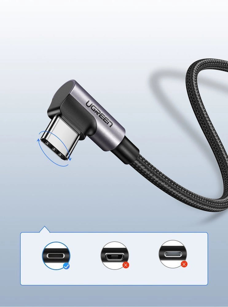 Ugreen US284 50941 USB-A (straight) / USB-C (angled) 3A Cable 1m - Gray_5