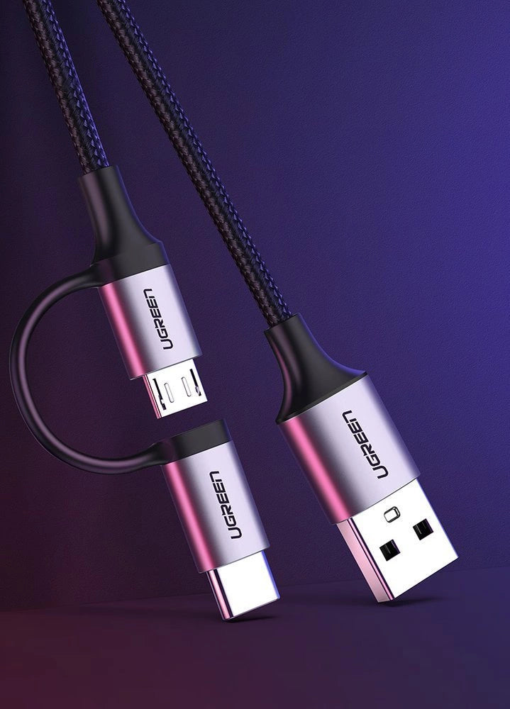 Ugreen cable 2in1 USB - micro USB / USB Type C cable 1m 2.4A black (30875)_9