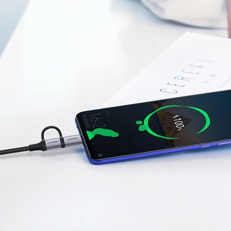 Ugreen cable 2in1 USB - micro USB / USB Type C cable 1m 2.4A black (30875)_3