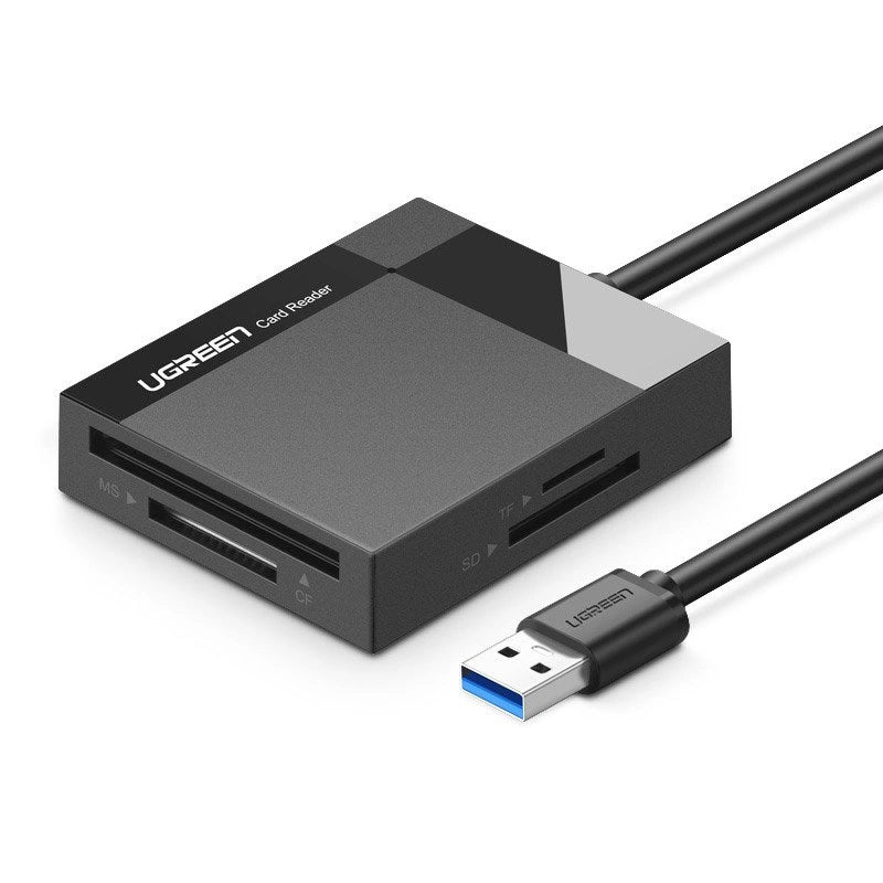Ugreen CR125 30231 SD / micro SD / CF / MS memory card reader with 1m USB 3.0 cable - black_0