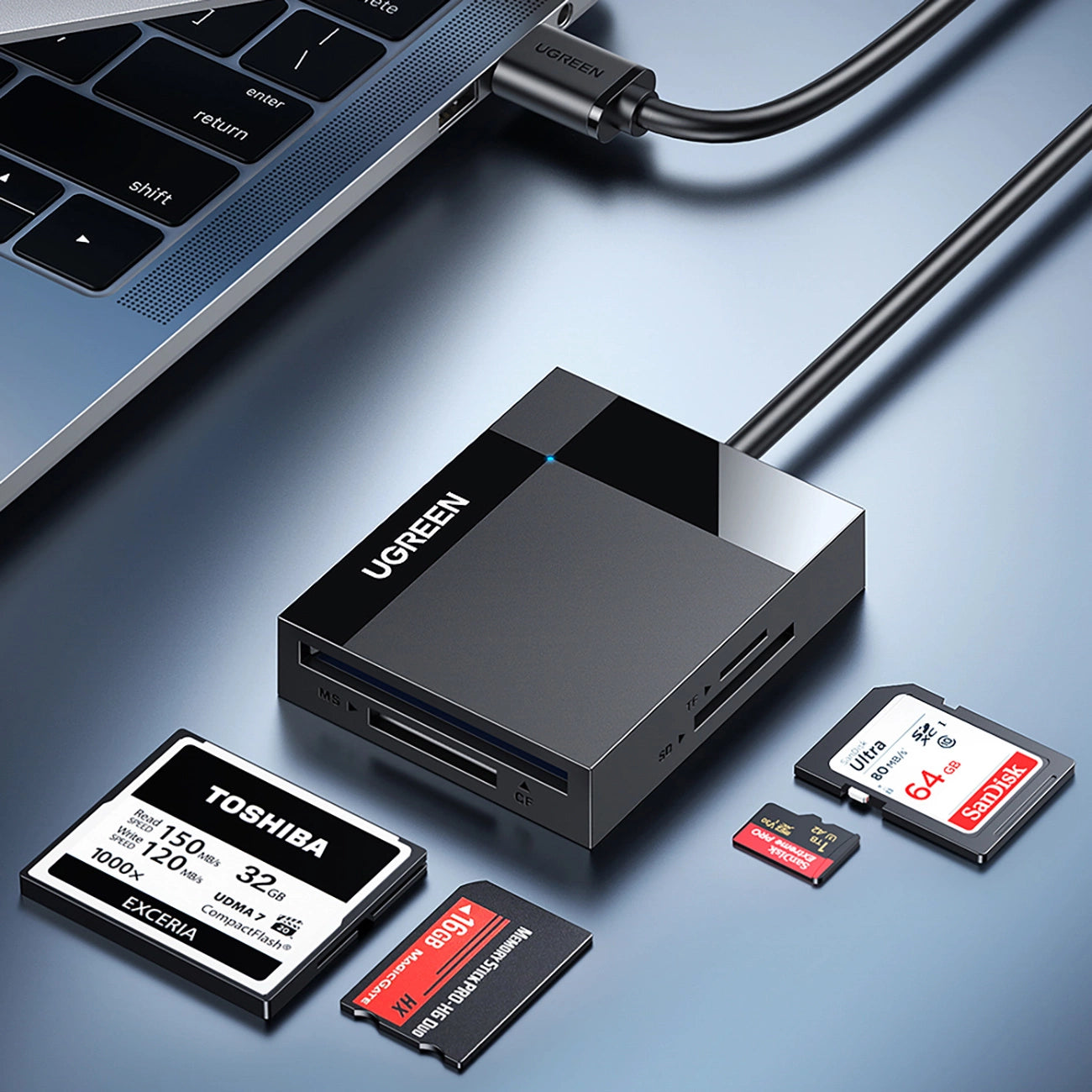 Ugreen CR125 30231 SD / micro SD / CF / MS memory card reader with 1m USB 3.0 cable - black_12