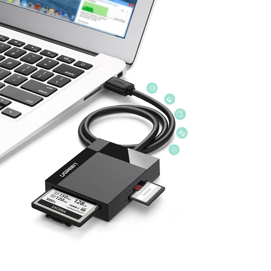 Ugreen CR125 30231 SD / micro SD / CF / MS memory card reader with 1m USB 3.0 cable - black_1