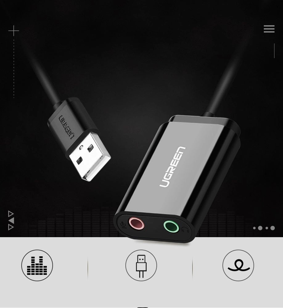 Ugreen external sound card music adapter USB - 3.5 mm mini jack 15cm black (30724)_2