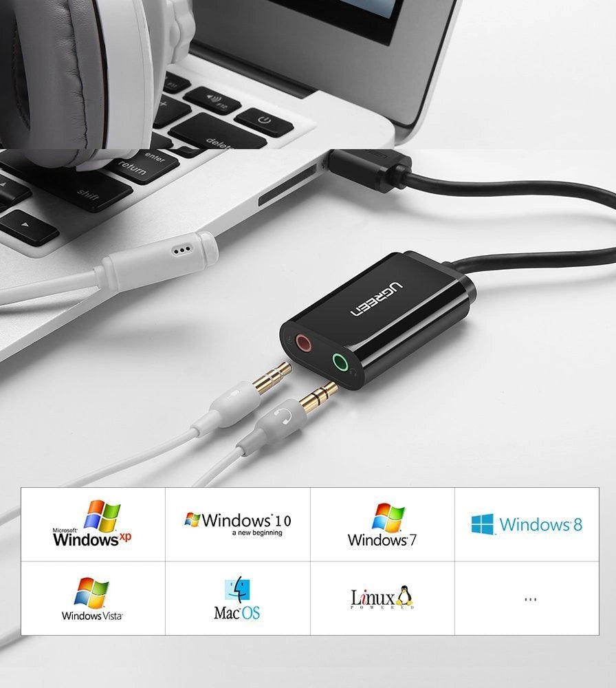 Ugreen external sound card music adapter USB - 3.5 mm mini jack 15cm black (30724)_5