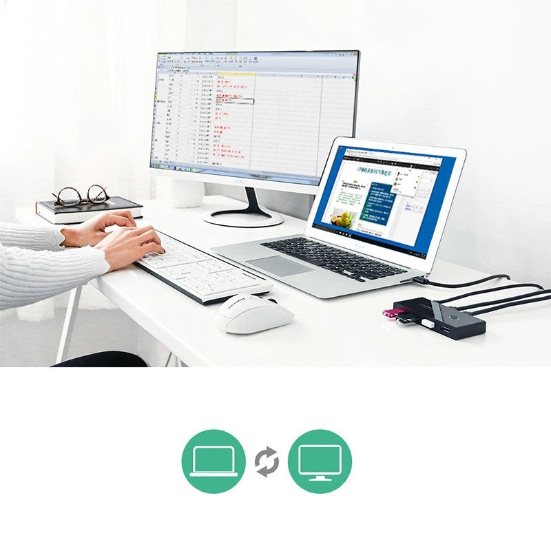 Ugreen switch box HUB switch 4x USB 2.0 USB splitter for two computers black (30767)_2