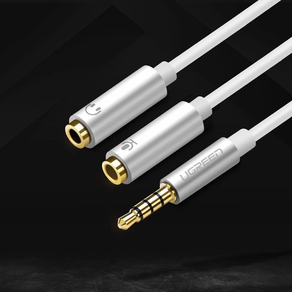 Ugreen cable cable headphone splitter 3.5 mm mini jack AUX microphone 20cm (microphone + stereo output) silver (30619)_1