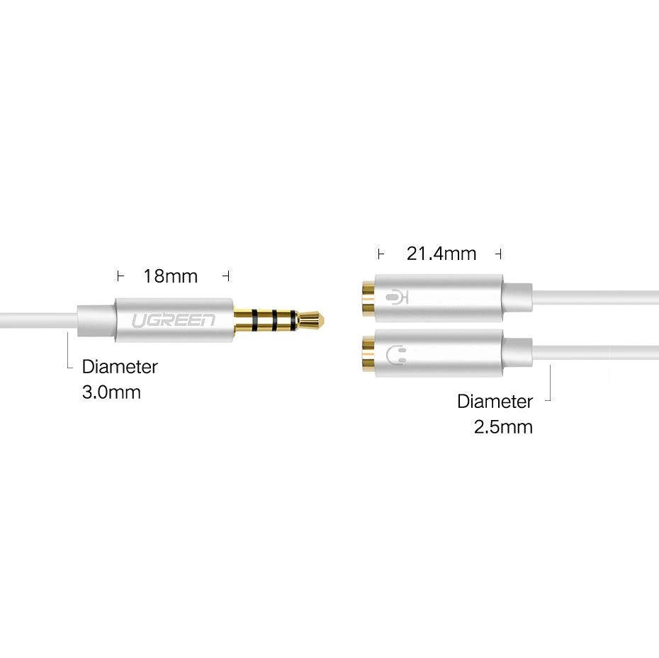 Ugreen cable cable headphone splitter 3.5 mm mini jack AUX microphone 20cm (microphone + stereo output) silver (30619)_9