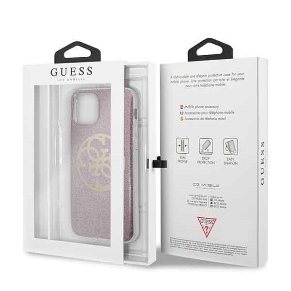 Guess GUHCN58PCUGLPI iPhone 11 Pro różowy/pink hard case 4G Circle Glitter_6