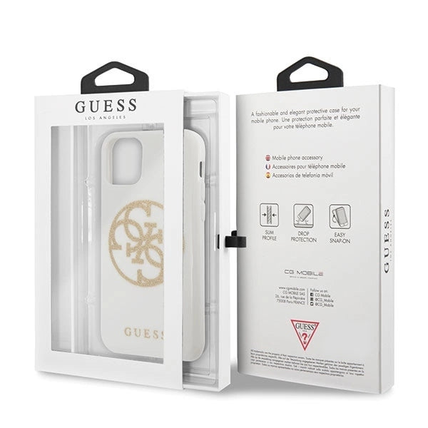 Guess GUHCN65TPUWHGLG iPhone 11 Pro Max white/white hard case Glitter 4G Circle Logo_6