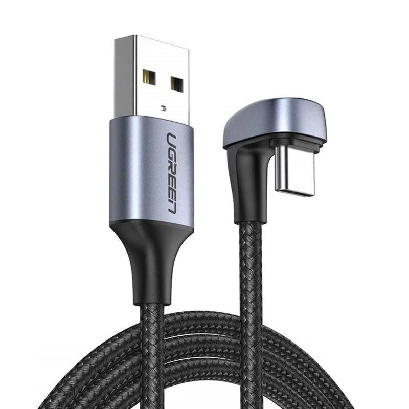 Ugreen nylon angled cable USB cable - USB Type C 1 m 3 A 18 W Quick Charge AFC FCP for gamers gray (70313)_0