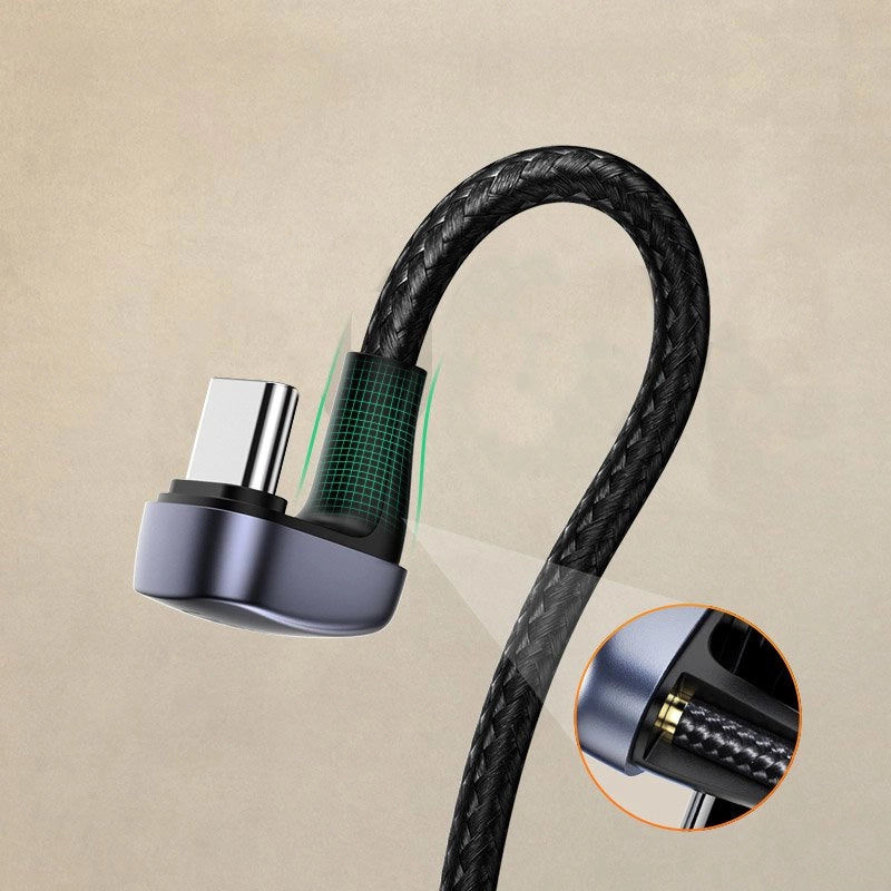 Ugreen nylon angled cable USB cable - USB Type C 1 m 3 A 18 W Quick Charge AFC FCP for gamers gray (70313)_5