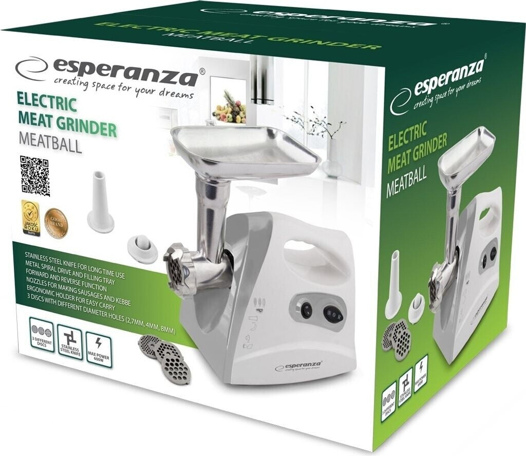 Picadora de Carne Esperanza MEATBALL 600W Cinzenta