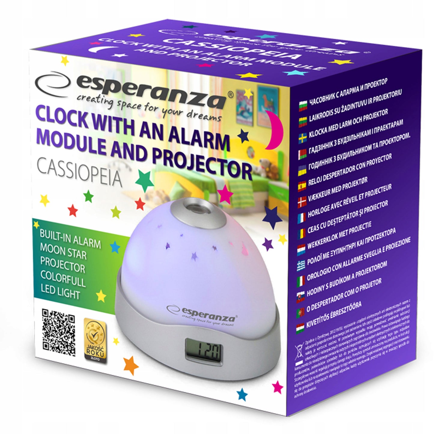 Relógio Despertador Esperanza Cassiopeia com Projetor de Estrelas