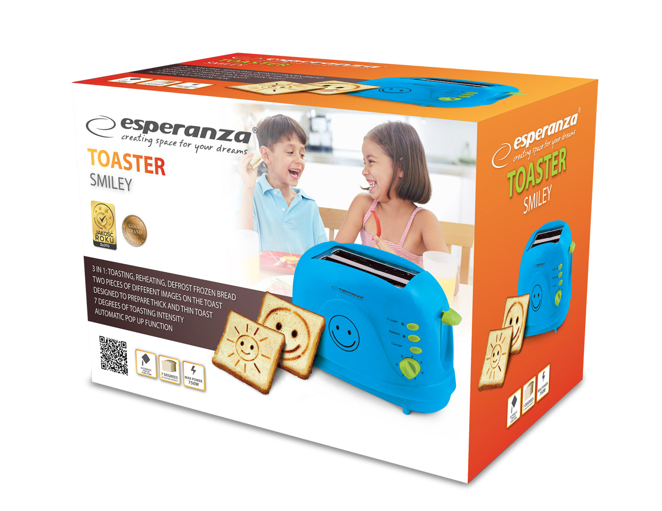 Torradeira Esperanza Smiley 750W Azul EKT003B
