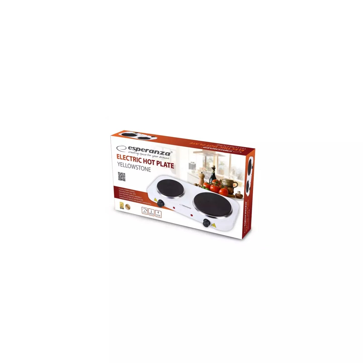 Fogão Elétrico Placa com 2 discos 2500W ESPERANZA / Branco