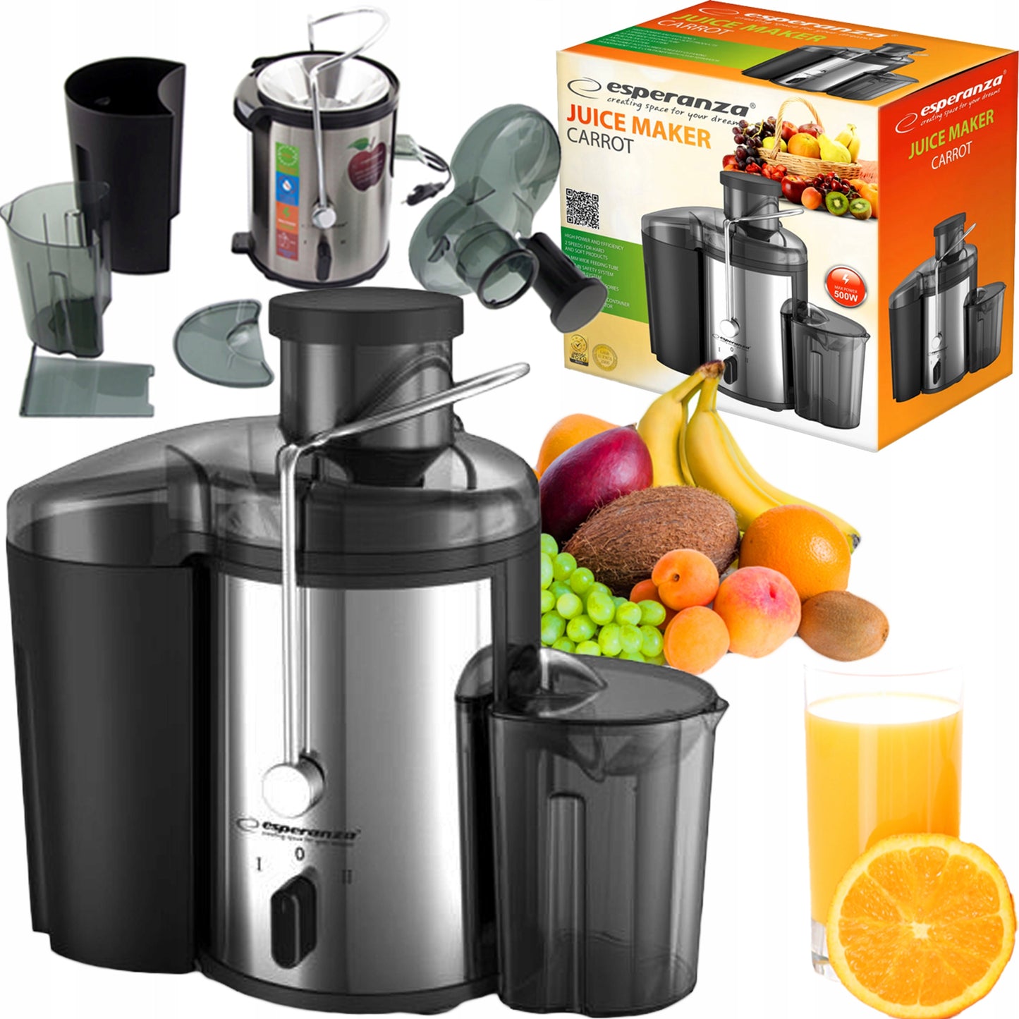 Centrifugadora Esperanza CARROT 500W para Frutas e Legumes