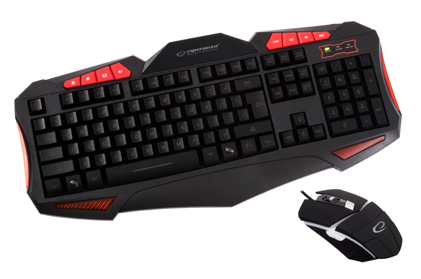 Bundle Gaming Rato + Teclado Esperanza c/ iluminação LED e c/ fios Shelter EGK3000