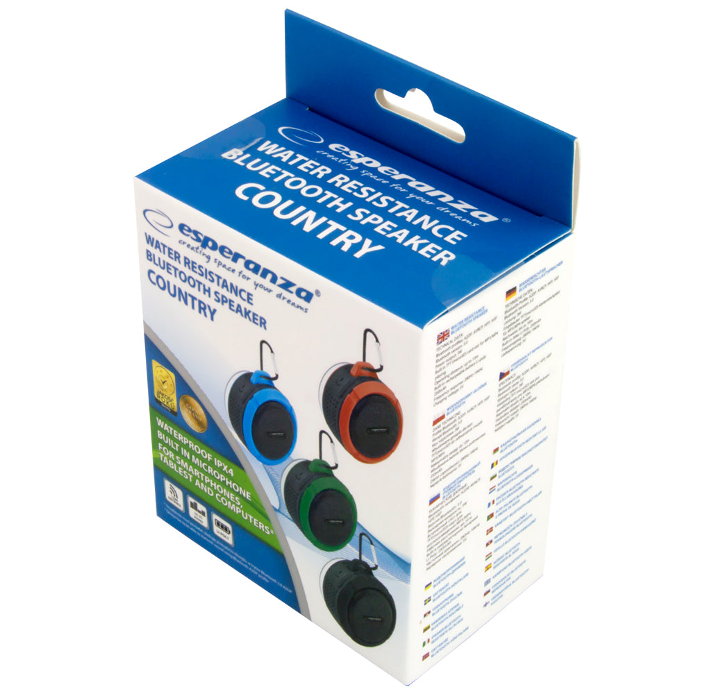 Coluna Bluetooth Casa de Banho Esperanza Country Preta/Azul