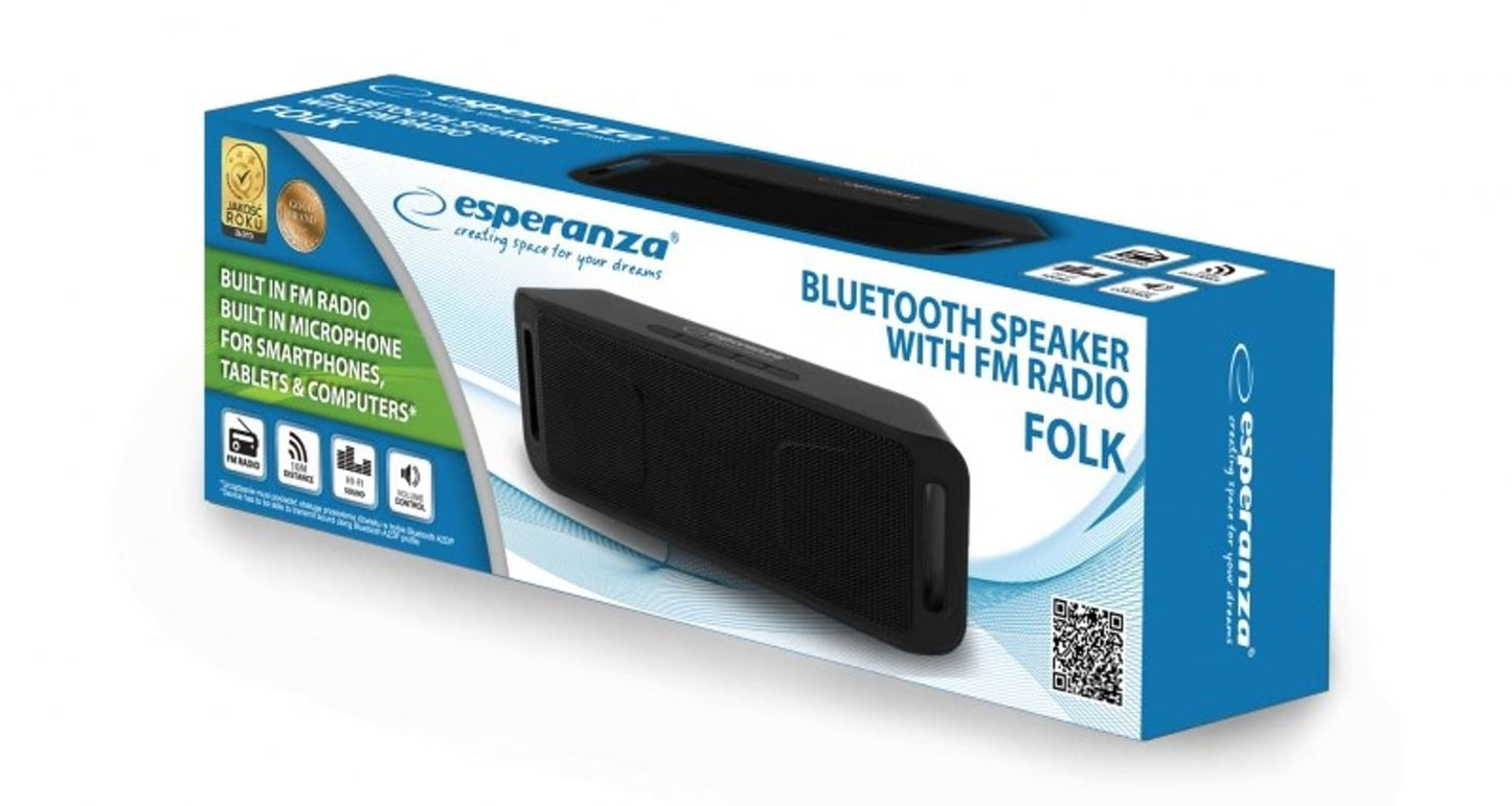 Coluna Bluetooth com Rádio FM ESPERANZA Preta