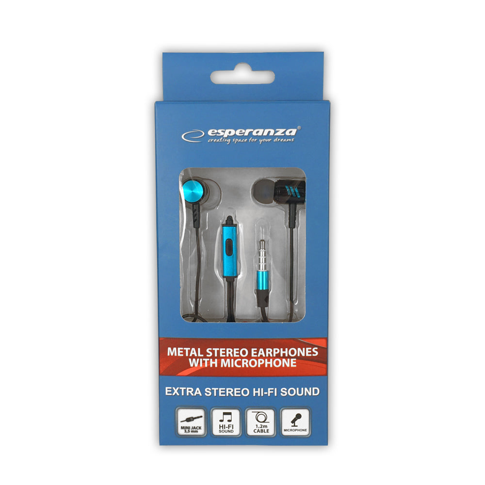 Auriculares Esperanza com Microfone integrado EH207 Preto e Azul
