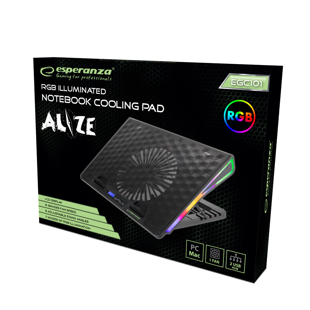 Base de Refrigeração ESPERANZA RGB Alize EGC101 USB 800RPM Preto
