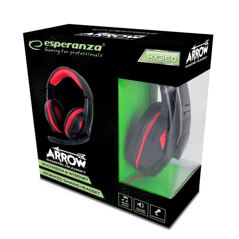 Fones Gaming Esperanza com Microfone integrado Arrow EGH360